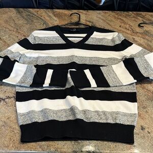 Express Black, Gray, and White Striped Sweater